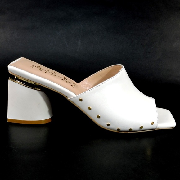 ALESSANDRO DI MARIA 🇮🇹 WOMEN'S WHITE SOFT LEATHER SUMMER MULES - Picture 4 of 8